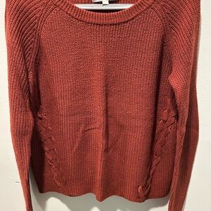 “Pink Rose” Rust Sweater with Braided Sides